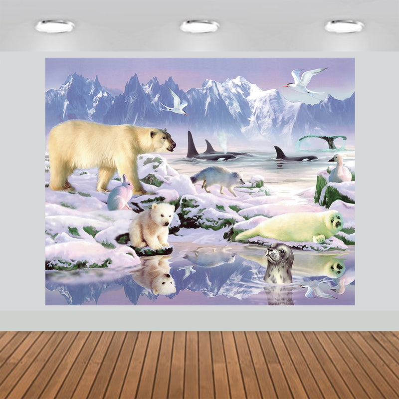 Polar Animals Scenic Backdrop 7x6feet