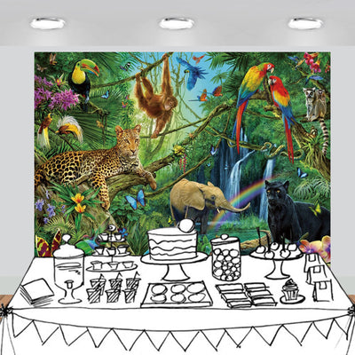 Tropical Rain Forest Adventure Animal Scenic Backdrop 7x6feet