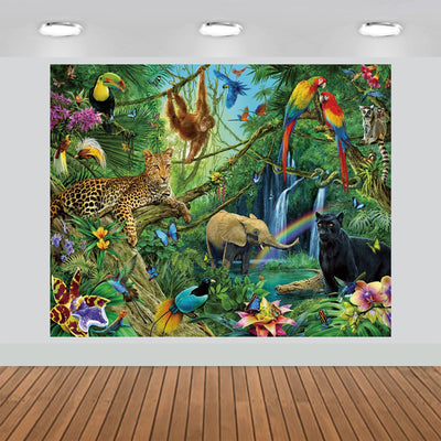 Tropical Rain Forest Adventure Animal Scenic Backdrop 7x6feet