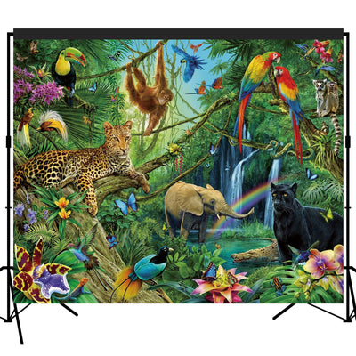 Tropical Rain Forest Adventure Animal Scenic Backdrop 7x6feet