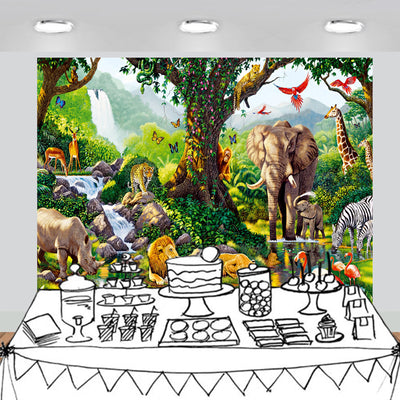 Tropical Rain Forest Jungle Adventure Backdrop 7x6feet