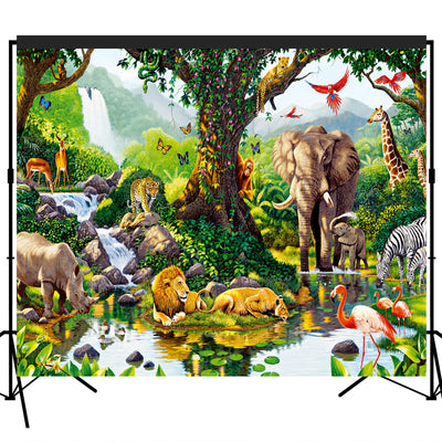 Tropical Rain Forest Jungle Adventure Backdrop 7x6feet