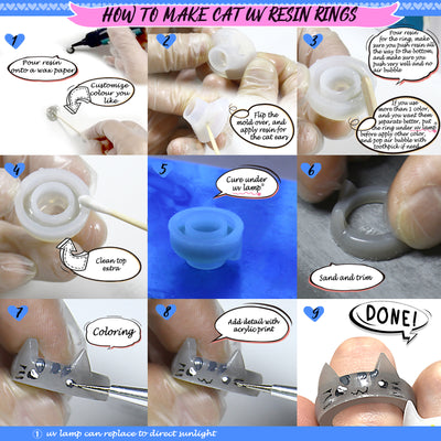 Cat Resin Ring Silicone Mold Set Jewelry Making US Ring Size 5 6 7