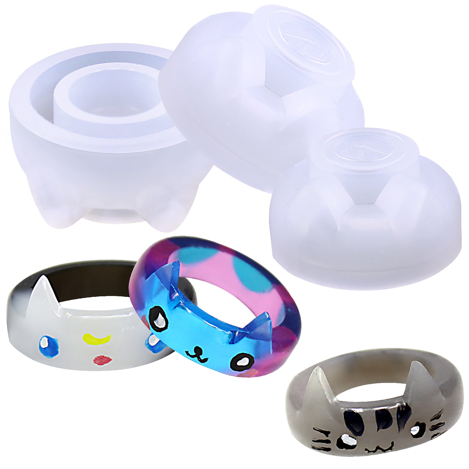 FUNSHOWCASE Cat Resin Ring Silicone Mold for Liquid Clay Crafting, Resin  Epoxy, Jewelry Making US Ring Size 5 6 7