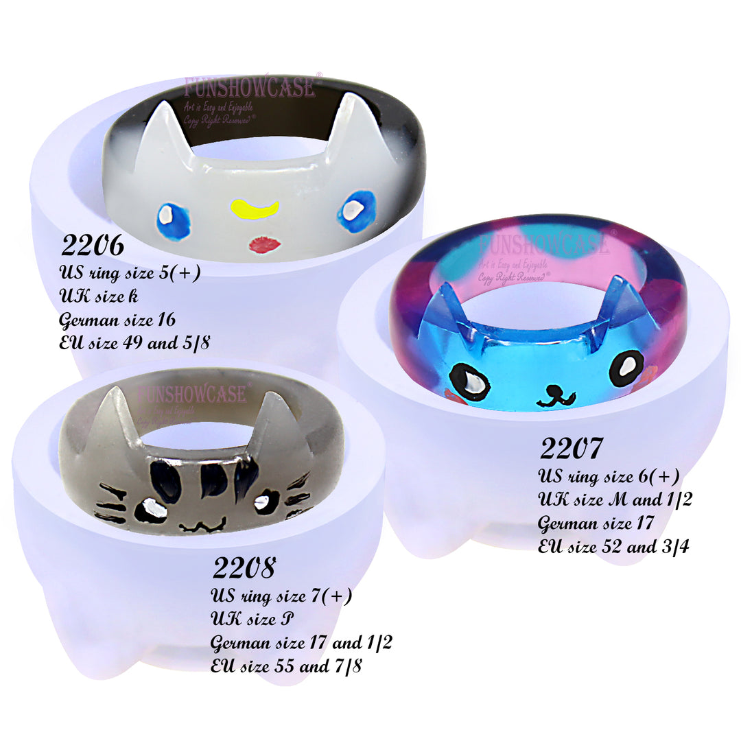 Cat Resin Ring Silicone Mold Set Jewelry Making US Ring Size 5 6 7 FUNSHOWCASE