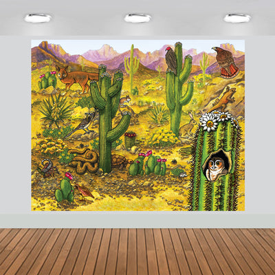 Desert Animals Cactus Scenic Backdrop 7x6feet