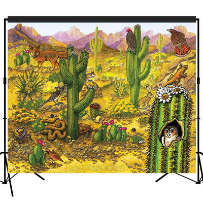 Desert Animals Cactus Scenic Backdrop 7x6feet