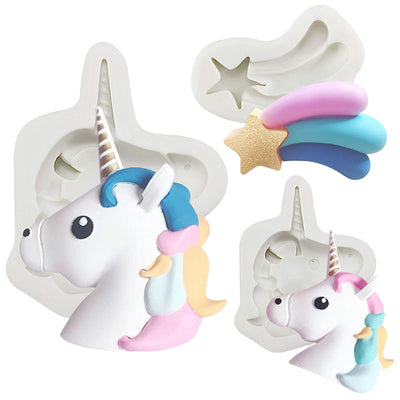 Unicorn and Rainbow Fondant Silicone Molds 3-Count