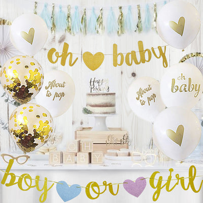 Oh Baby Balloon Banner Set Gender Reveal Decorations
