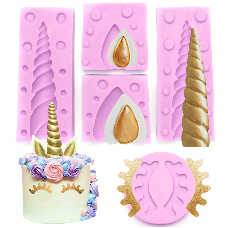 Unicorn Assortment Silicone Molds 3-count 3D Horn|3D Ear|Eyelashes