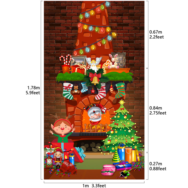 Christmas Wall Scene Setters Fireplace Mantel Backdrop 5.9x3.3 feet