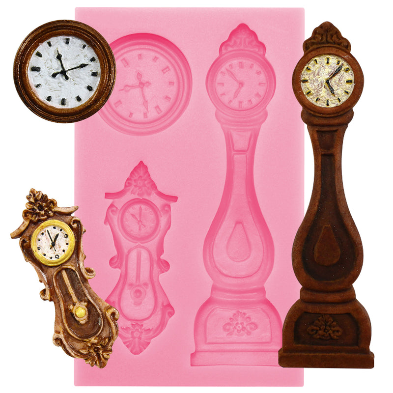 Vintage Clock Silicone Mold 3-cavity