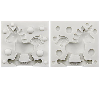 3D Unicorn Riding Rocker Fondant Silicone Mold 2.5inch