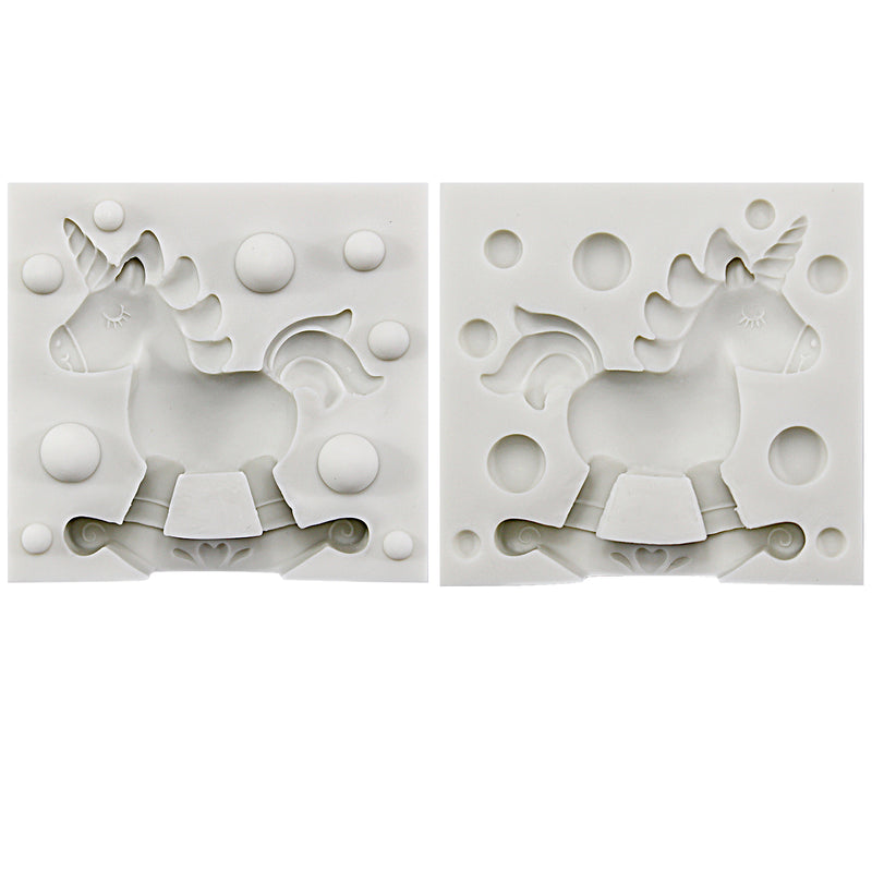 3D Unicorn Riding Rocker Fondant Silicone Mold 2.5inch