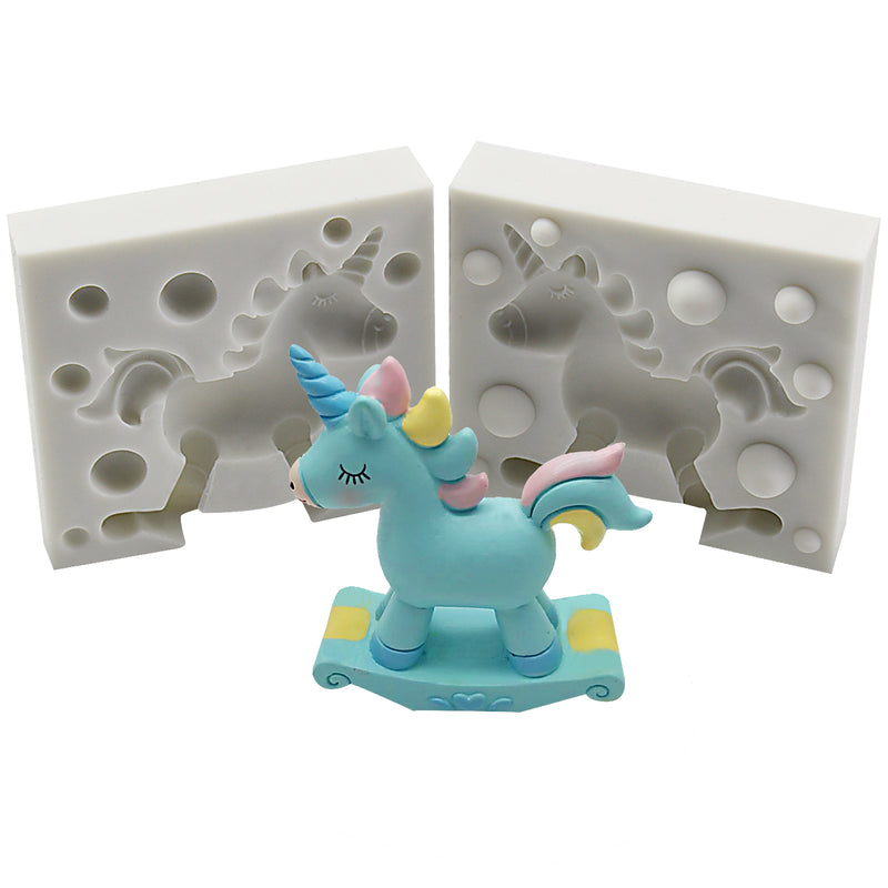 3D Unicorn Riding Rocker Fondant Silicone Mold 2.5inch