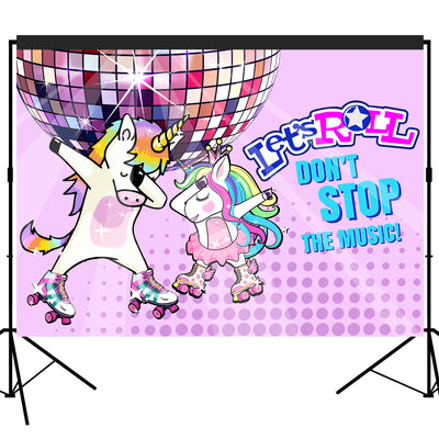 Unicorn Skate Party Backdrop 7x5feet