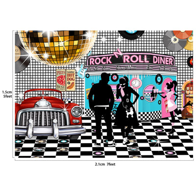 50s Sock Hop Dinner Backdrop 7x5feet