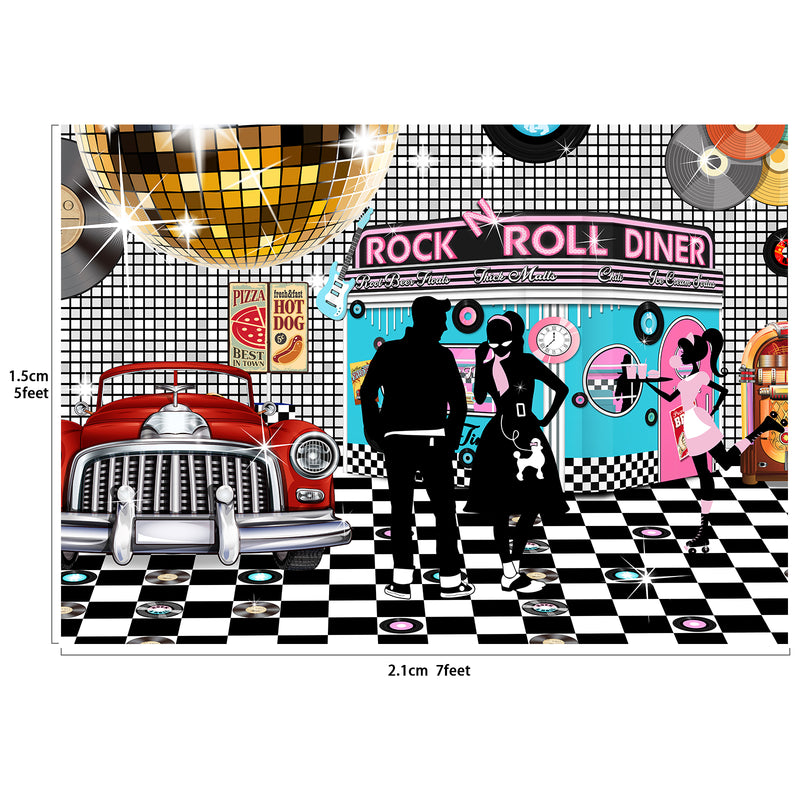 50s Sock Hop Dinner Backdrop 7x5feet