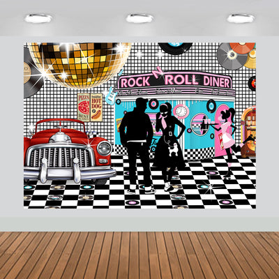 50s Sock Hop Dinner Backdrop 7x5feet