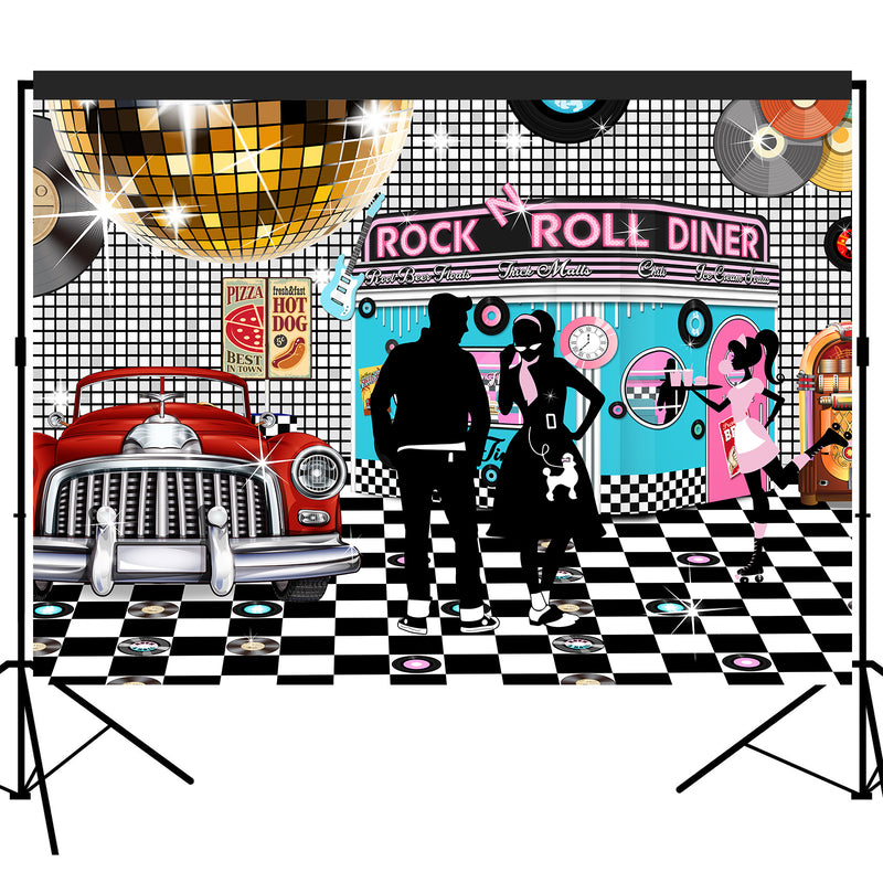 50s Sock Hop Dinner Backdrop 7x5feet