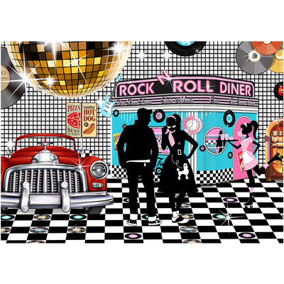 50s Sock Hop Dinner Backdrop 7x5feet