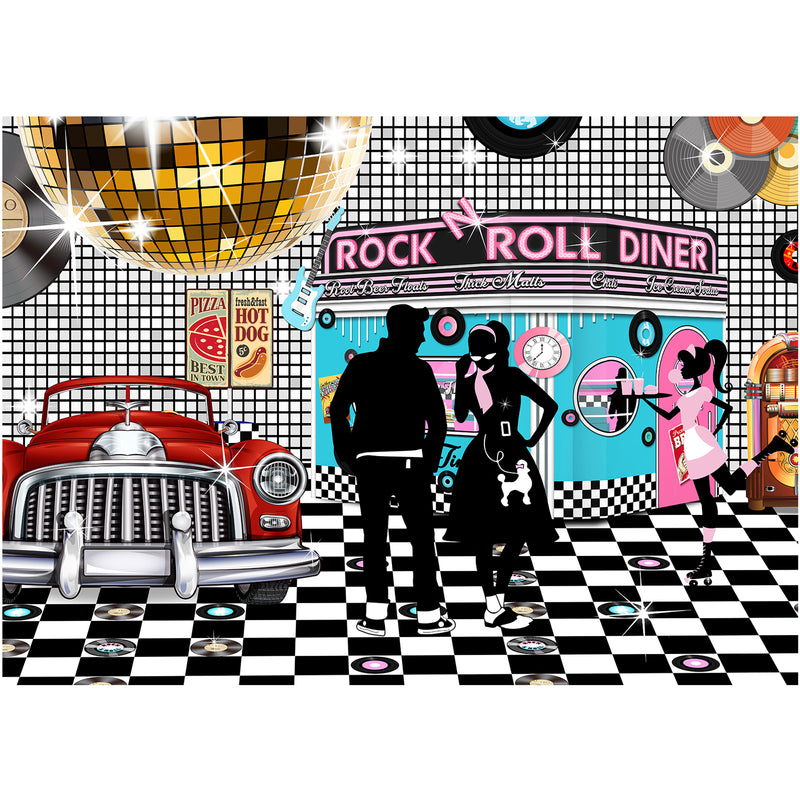 50s Sock Hop Dinner Backdrop 7x5feet