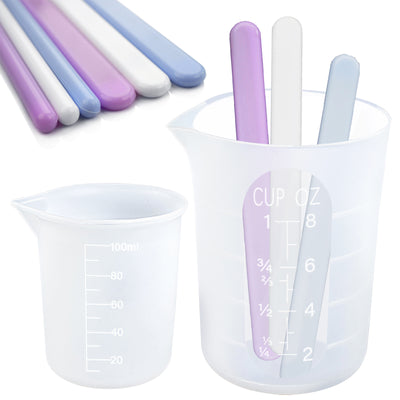 Silicone Measuring Cup with Rubber Stirs Sticks Sizes Assortment Resin Casting Kit Set