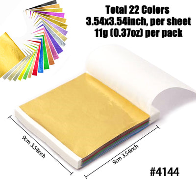 Imitation Gold Foil Leaf Paper Flakes Metallic Gilding 22 Colors Pack of 134