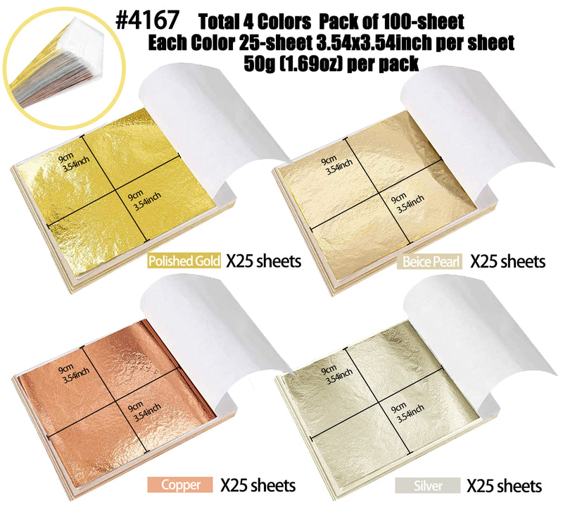 Imitation Gold Foil Leaf Paper Flakes Metallic Gilding 22 Colors Pack of 134