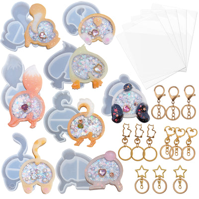 Animal Cute Butt Resin Shaker Molds with Keychains Rings