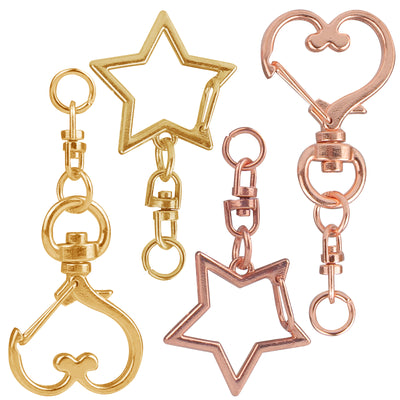 Lobster Clasp with Open Jump Ring 4-count Star|Heart