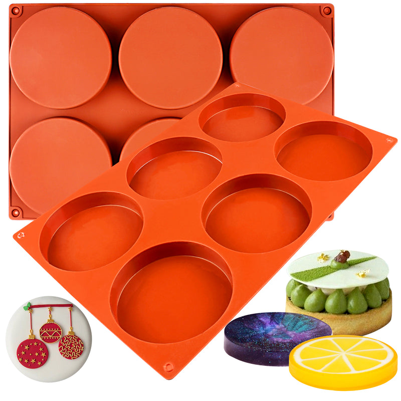Round Disc Baking Silicone Mold 6-Cavity 3.9inch