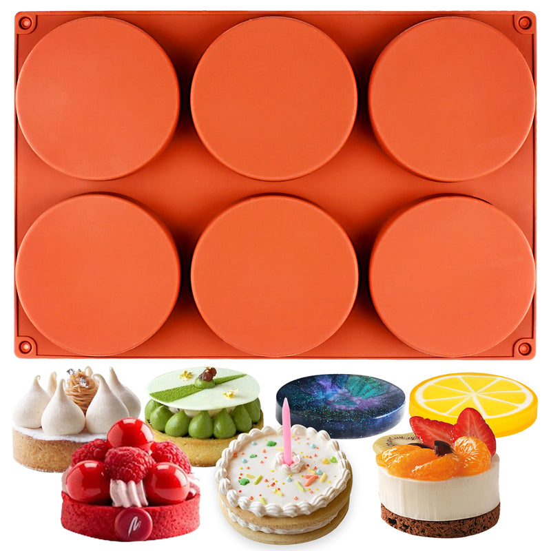 Round Disc Baking Silicone Mold 6-Cavity 3.9inch