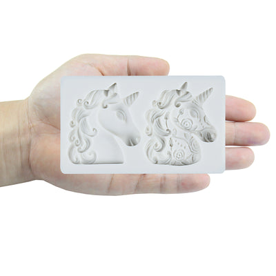 Rainbow Unicorn with Rose Fondant Silicone Mold