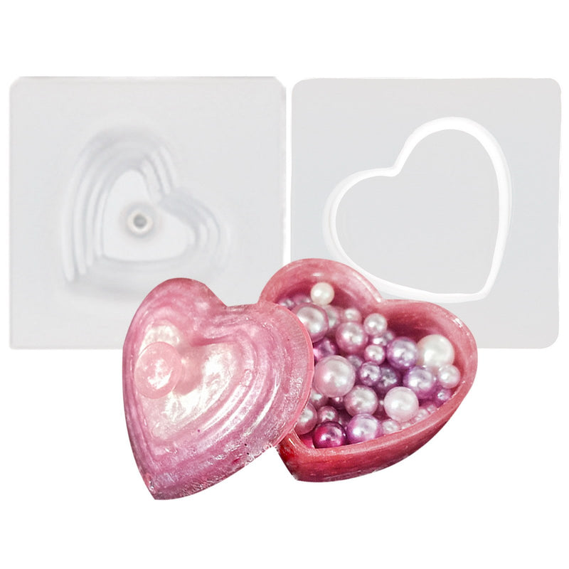 Heart Trinket Box with Lid Silicone Resin Mold Mini