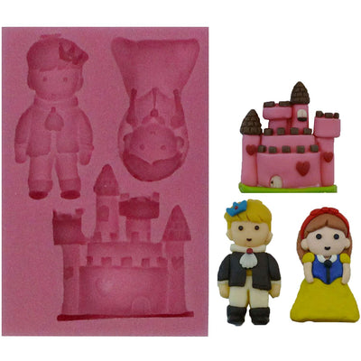Prince and Princess with Castle Fondant Silicone Mold