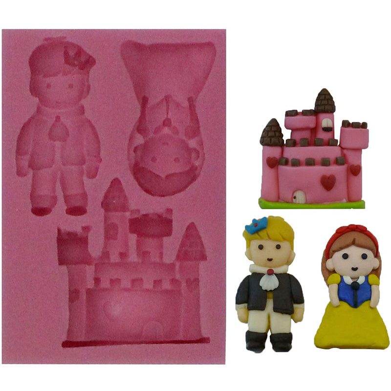 Prince and Princess with Castle Fondant Silicone Mold