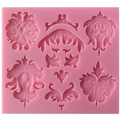 Baroque Style Floral Fire Lace Fondant Silicone Mold 13-cavity