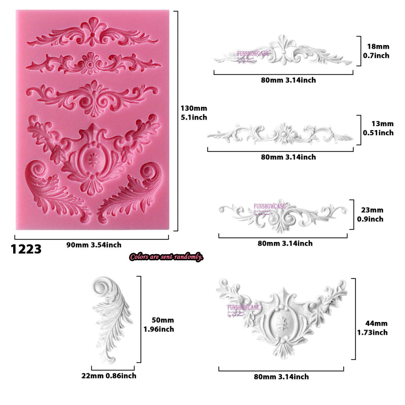 Baroque Scroll and Lace Silicone Molds 5-Count