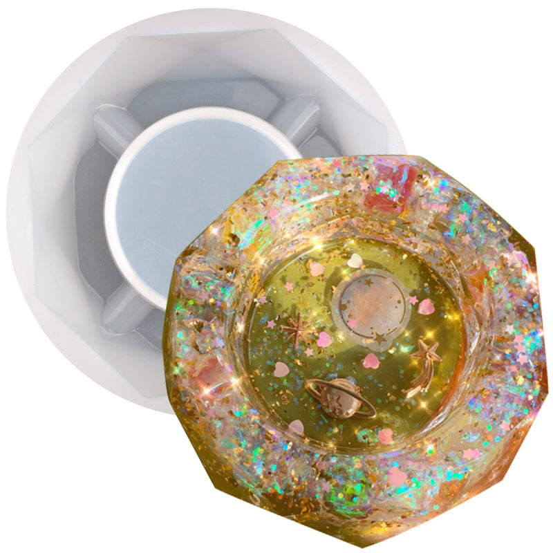 Faceted Ashtray Silicone Resin Mold 3.9inch
