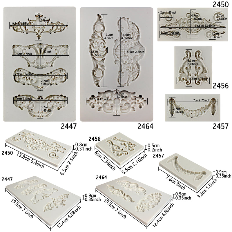 Baroque Crown Curlicues Scroll Lace Silicone Molds