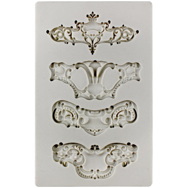 Scrollwork Silicone Fondant Mold Crown 4-cavity 7.6x4.8x0.4inch