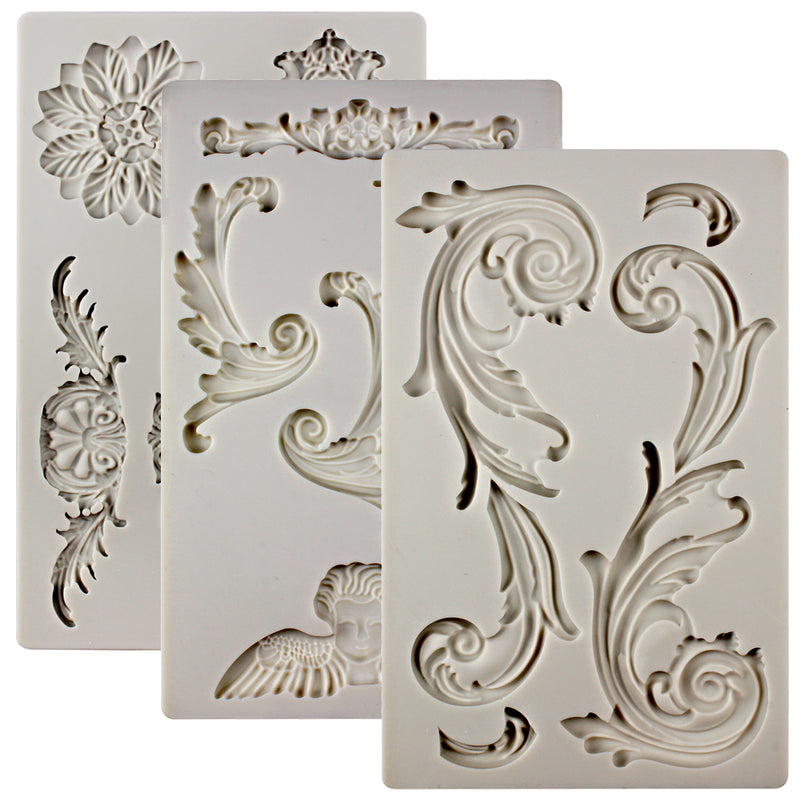 Baroque Curlicues Scroll Lace Silicone Molds 3-count