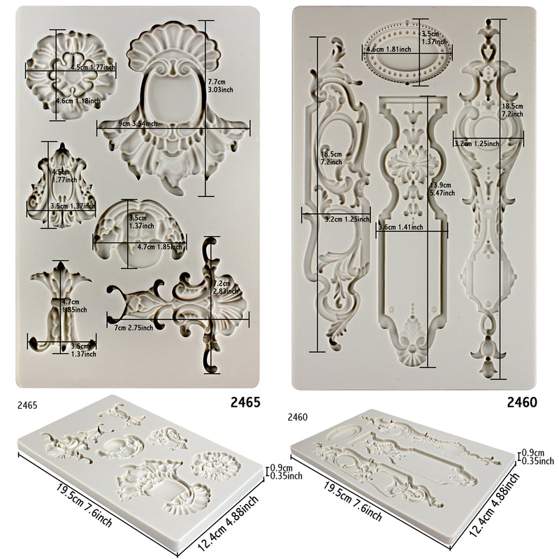 Baroque Silicone Molds 2-count Cameo|Medallion|Escutcheon