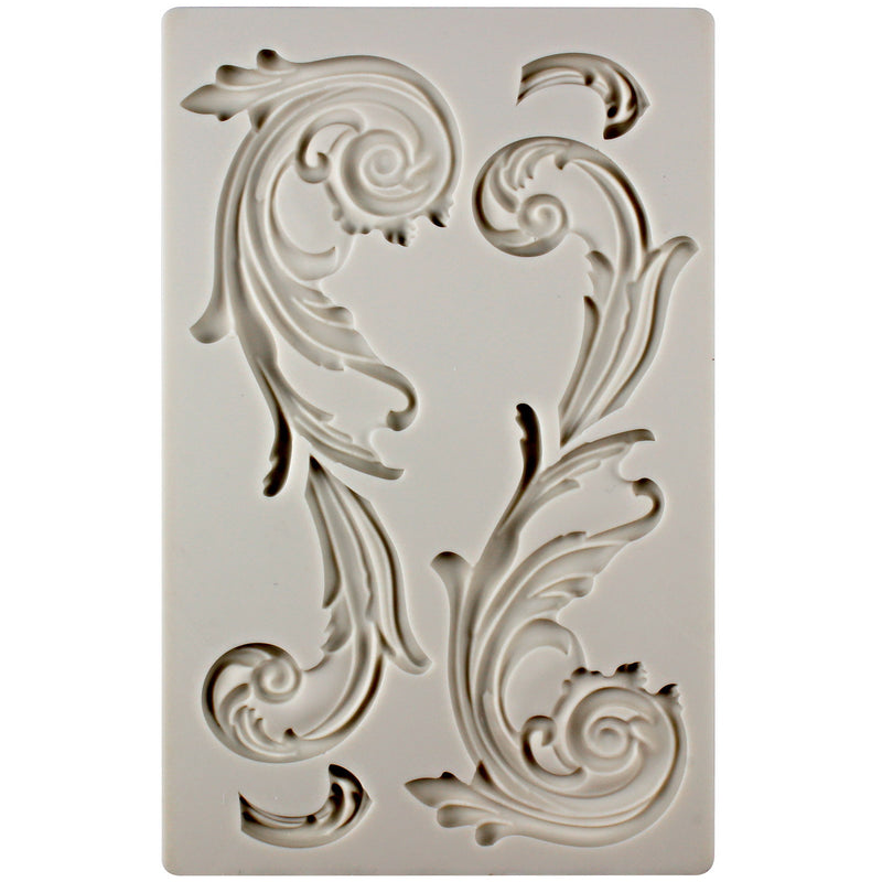 Large Scroll Silicone Fondant Mold 6-cavity 192x123x9mm