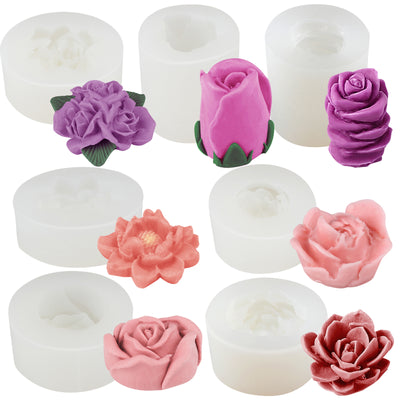 Rose Peony Flower Silicone Molds 7-Count