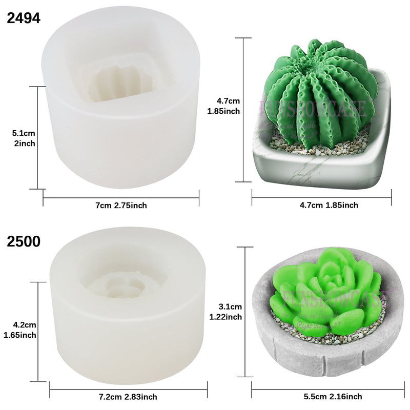Succulent Plant with Pot Silicone Molds 2-Count