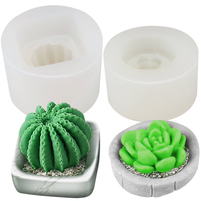 Succulent Plant with Pot Silicone Molds 2-Count