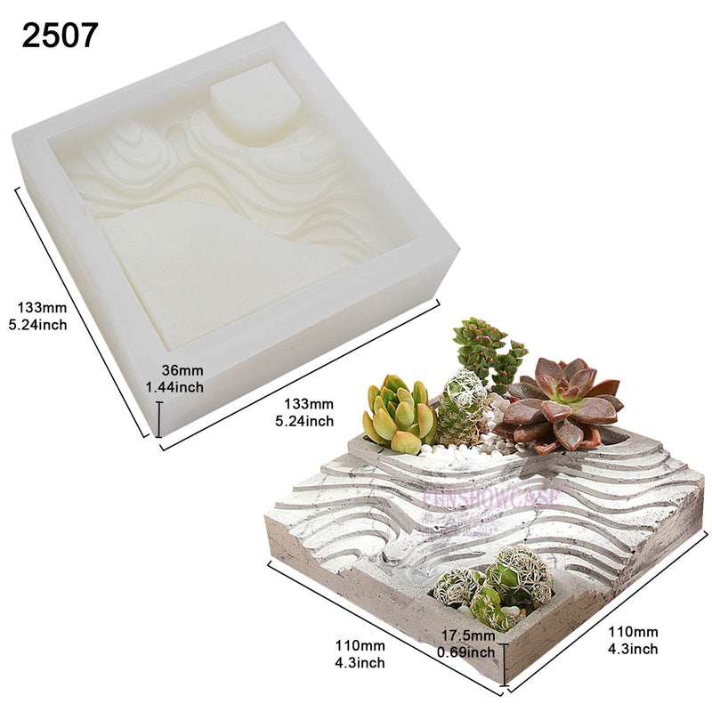 Square Terraced Flower Pot Silicone Mold 4.4x1.3inch