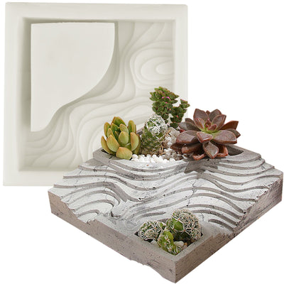 Square Terraced Flower Pot Silicone Mold 4.4x1.3inch
